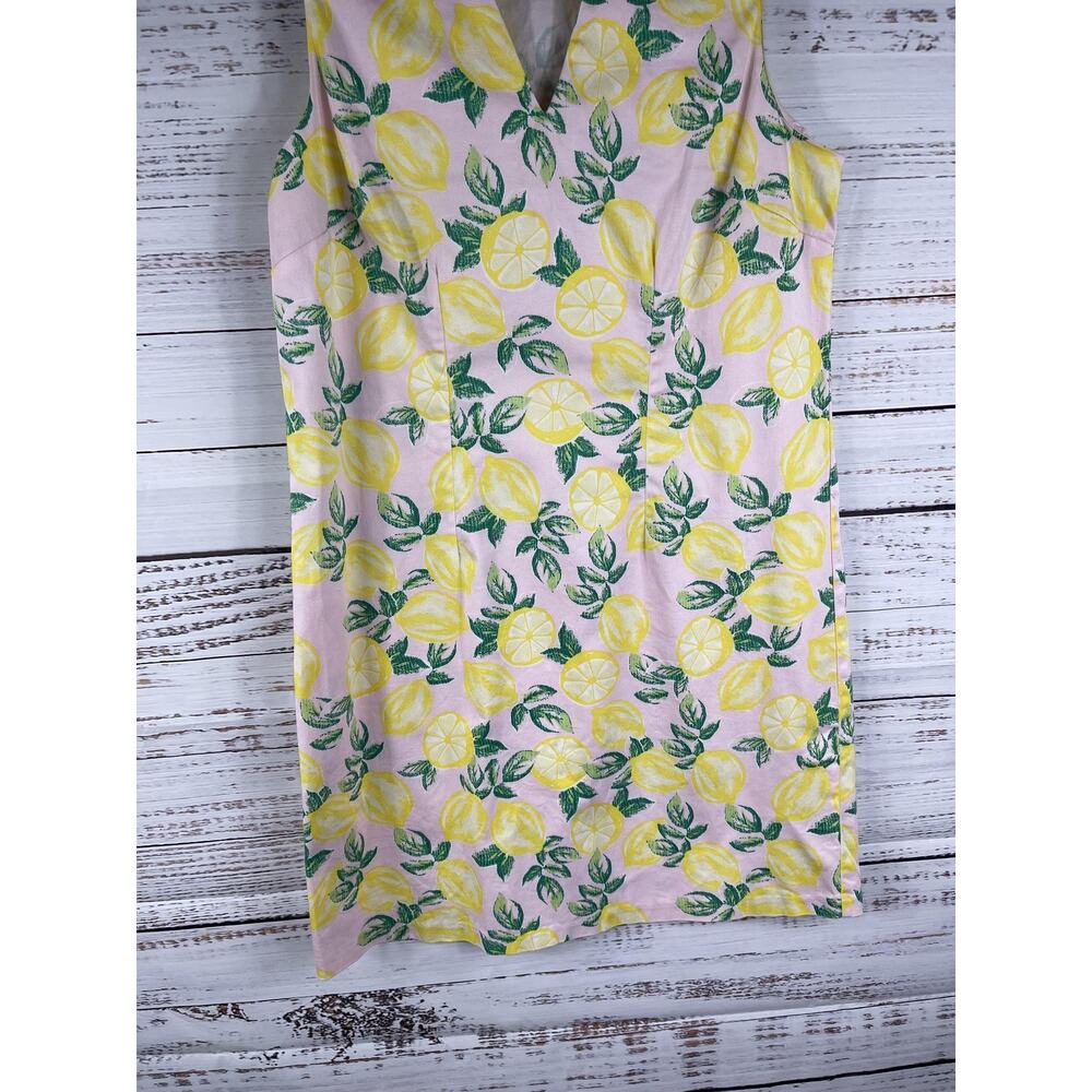 Cynthia Rowley Dress Womens 6 Multicolor Lemon Print Shift V Neck Sleeveless - Picture 3 of 9